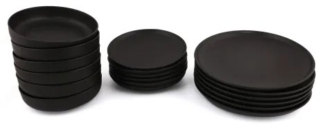 18 darabos fekete/porcelán étkészlet