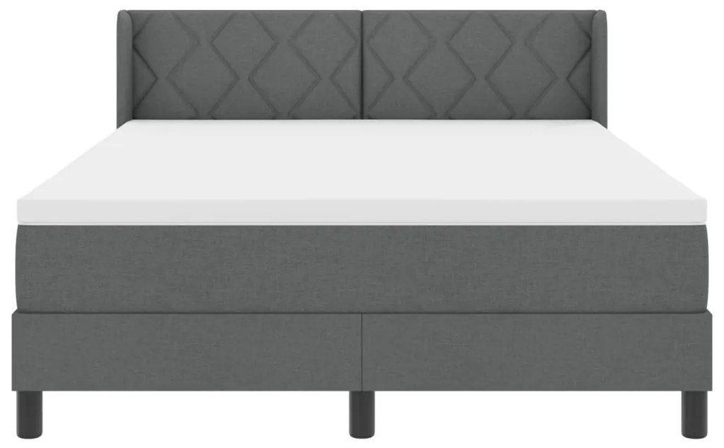 Boxspring Ágy Matrac, Sötétszürke, 140x200 cm, Szövet