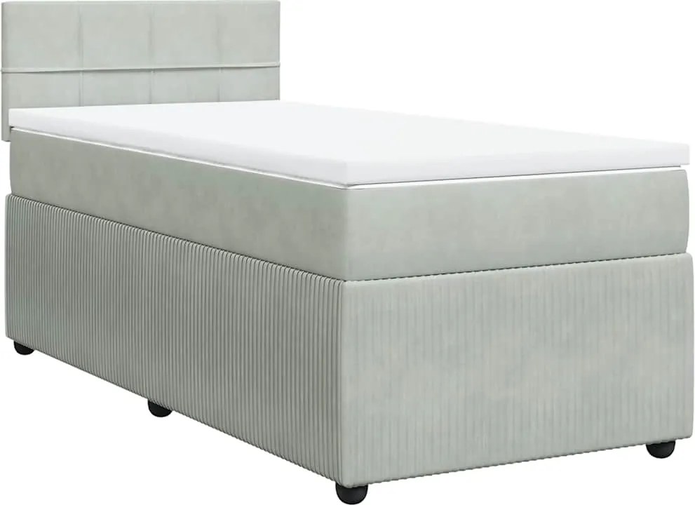 vidaXL világosszürke bársony rugós ágy matraccal 90x190 cm