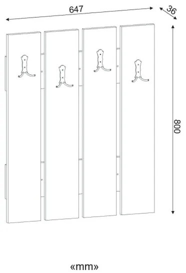 Fali akasztó ANITA 80x64,7 cm fehér