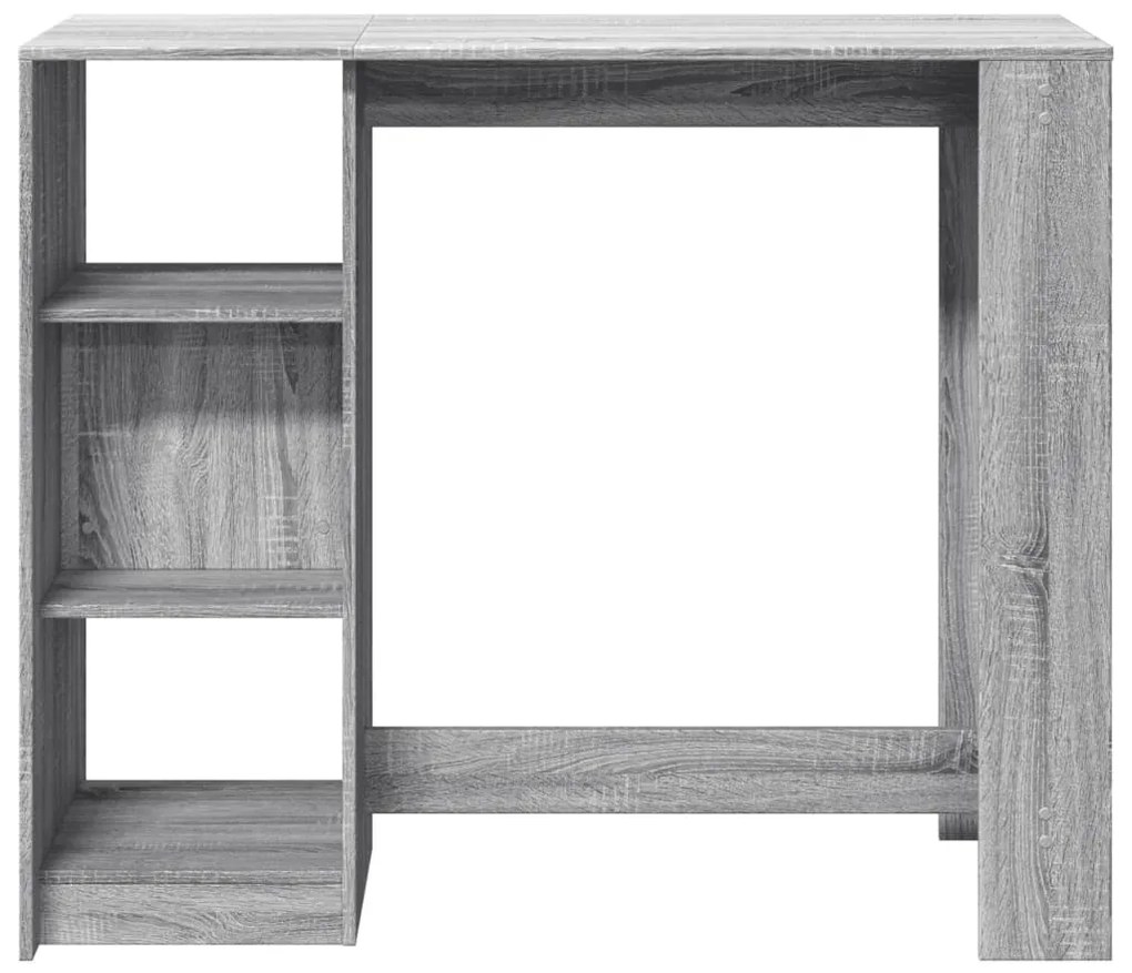 szürke sonoma szerelt fa bárasztal polccal 124 x 46 x 103,5 cm