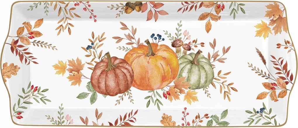Tálaló patera sütőtök motívum őszi hosszúkás ajándék