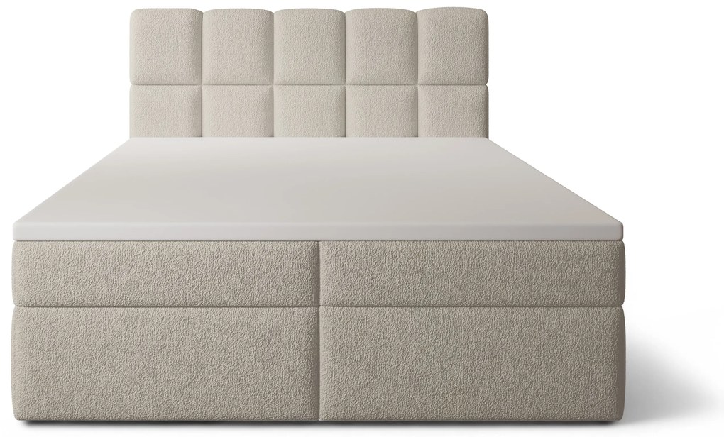 Carello kontinentális ágy 160x200 tárolóval - bézs bouclé Quelle 05