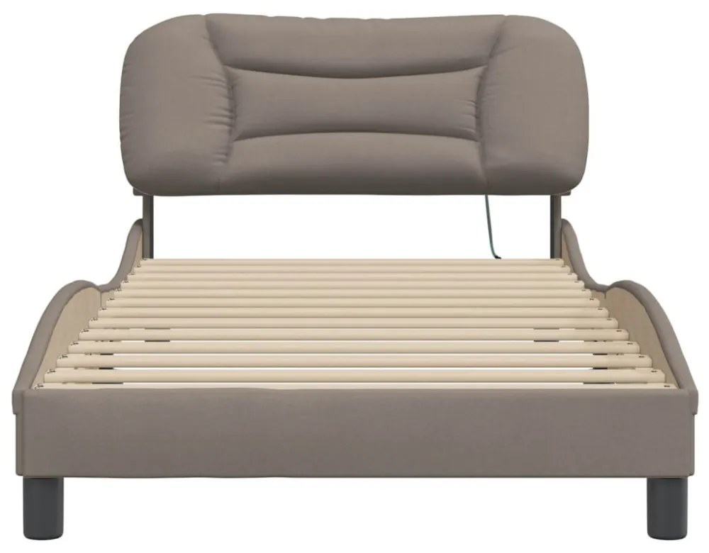 tópszínű szövet ágykeret LED-ekkel matrac nélkül Hvar 100x200 cm