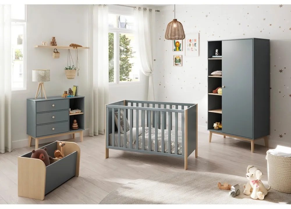 Natúr színű-szürkészöld babaágy 60x120 cm Esteban – Marckeric