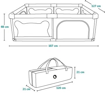 Lionelo - WILLOW szürke játszókarám