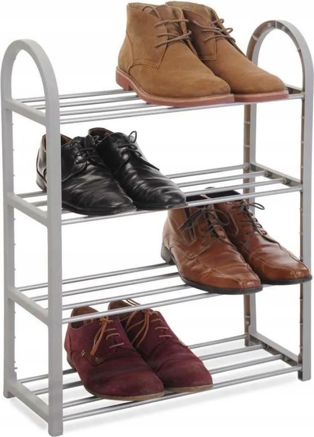 Cipőtartó Polc 4 szintes szürke 65cm Állvány Rendszerező Szekrény 4 Szintes
