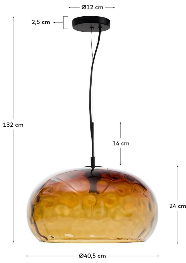 Borostyán színű üveg függőlámpa üveg búrával ø 40 cm Balma – Kave Home