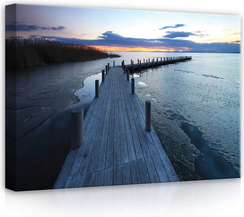 Vászonkép 70x50 Téli táj naplemente nyugalom természet melankólia csend