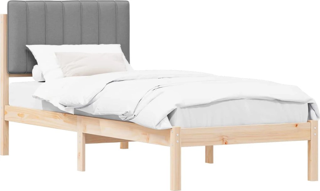 vidaXL Ágykeret Kárpitozott Fejtámlával Világosszürke 80 x 200 cm