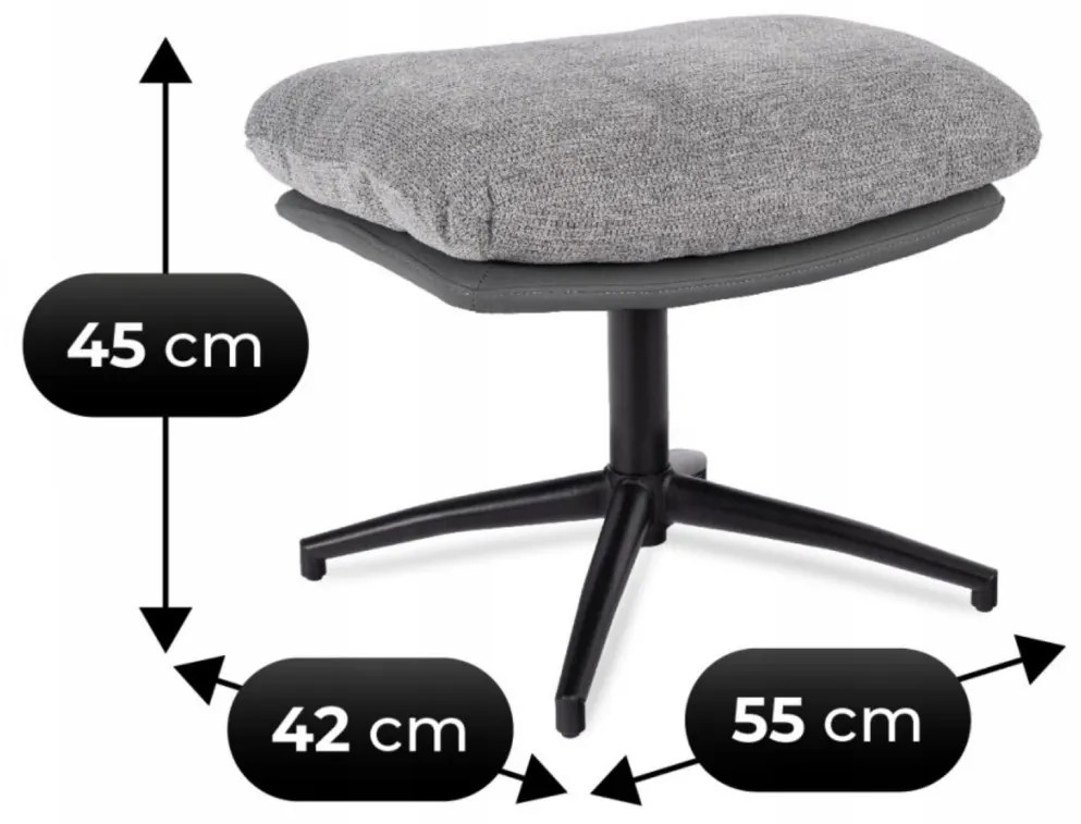 Forgó Relaxfotel Lábtartóval Szürke/Fekete Színben. FREMONT