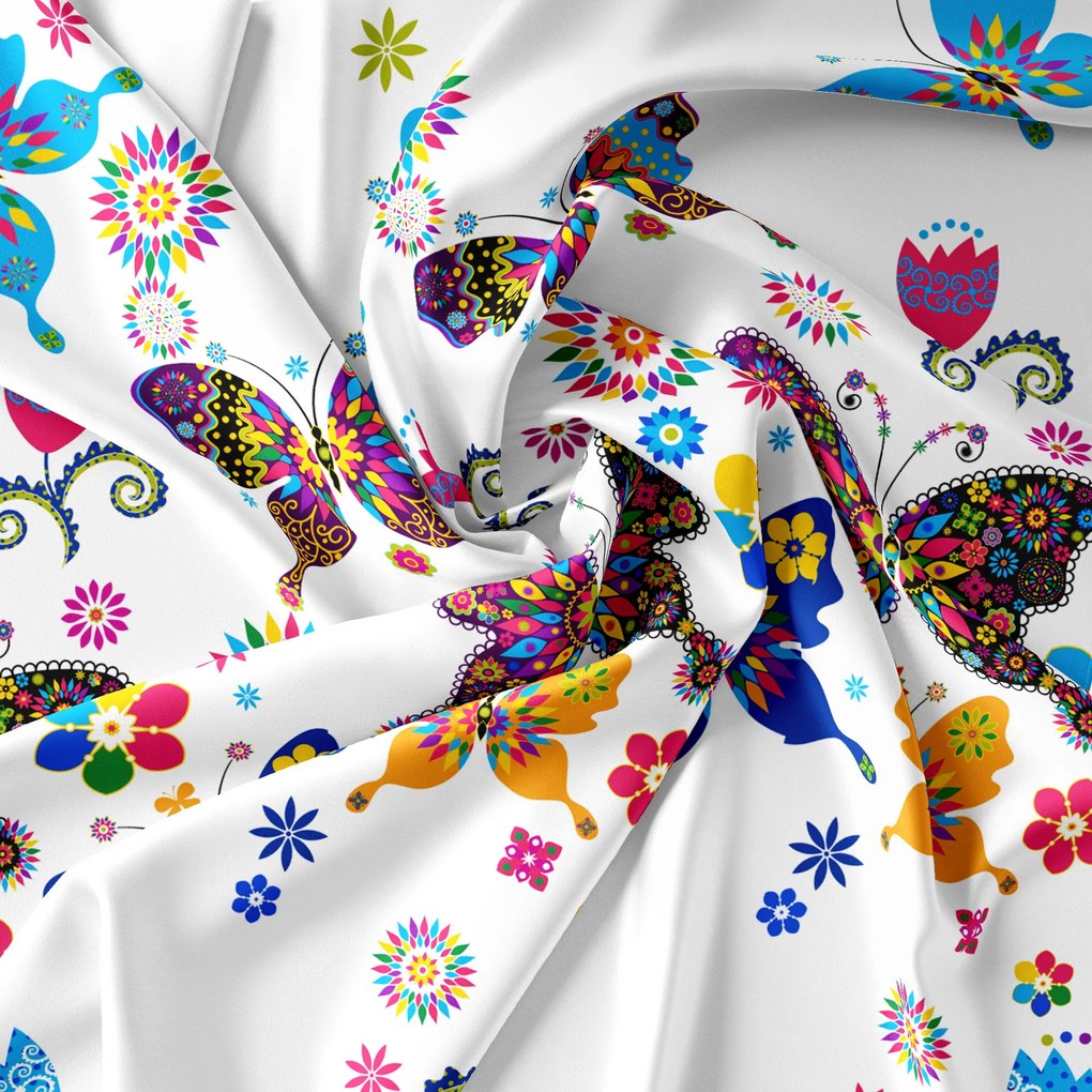 Mikroszálas párnahuzat SZÍNES PILLANGÓ 70x90 cm, fehér