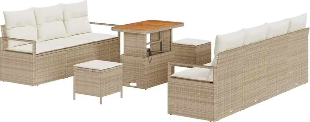vidaXL Kerti Kanapé Szett párnával tárolóval 10 pcs Beige és krém