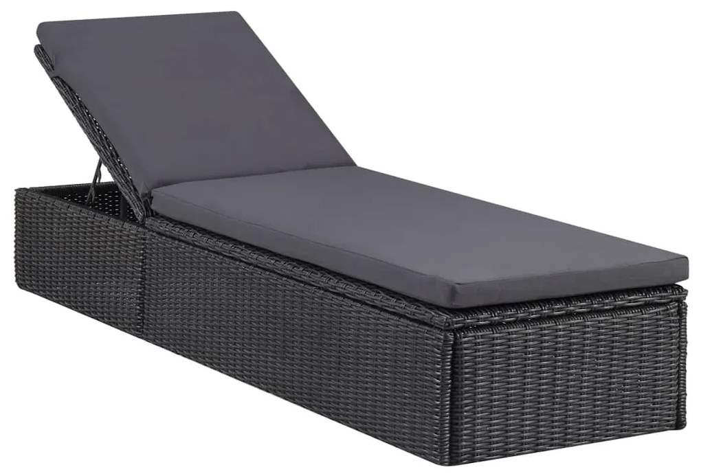 Sötétszürke polyrattan napozóágy