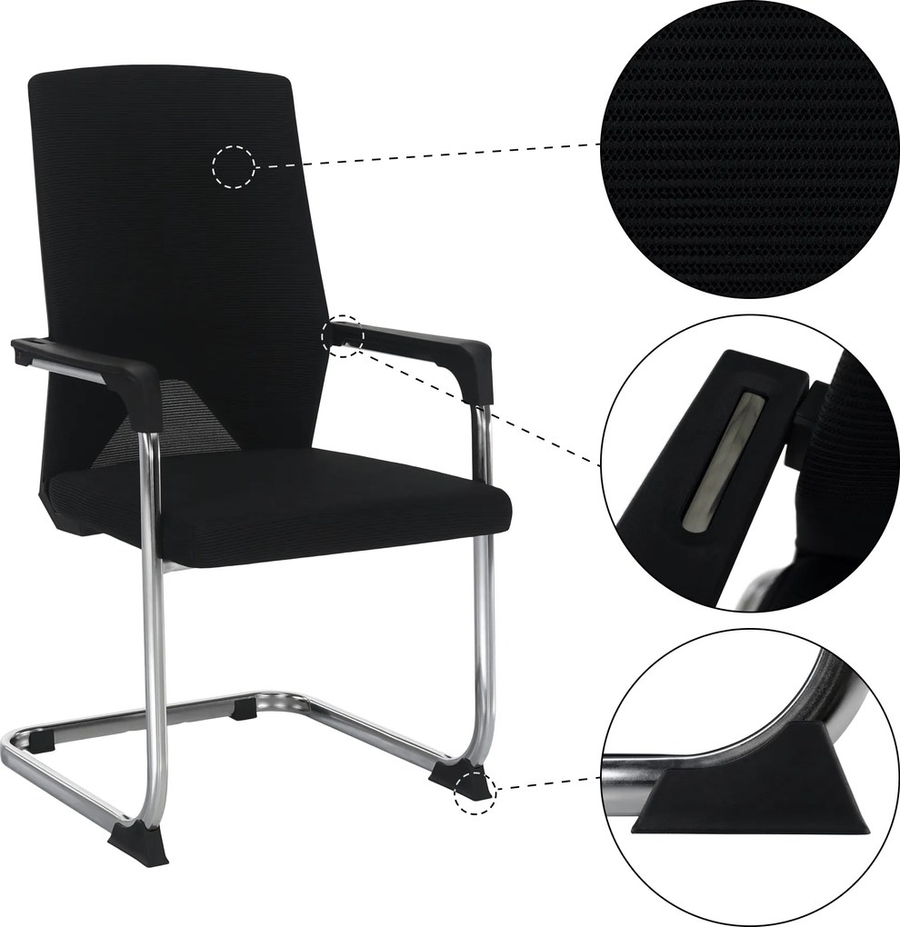 Tárgyalószék, fekete, RAVIL