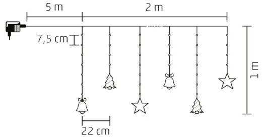 LED Karácsonyi kültéri lánc 186xLED 7m IP44 hideg fehér