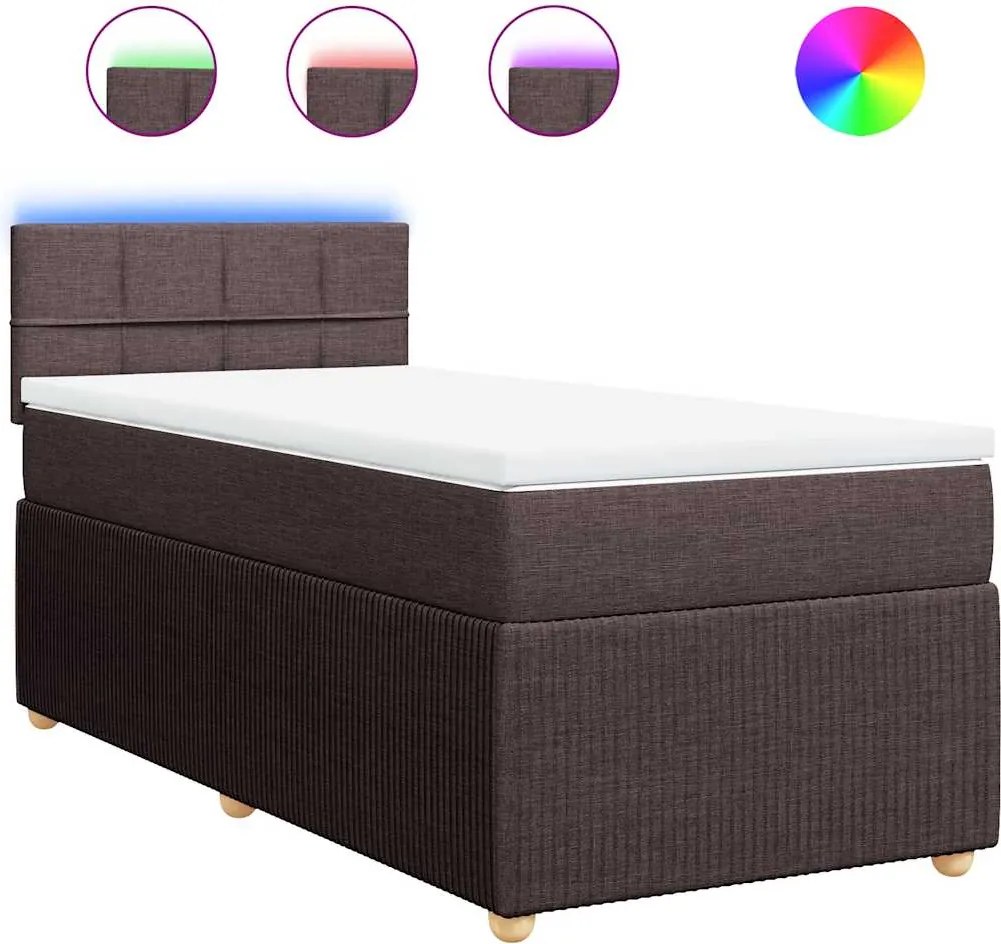 vidaXL sötétbarna szövet rugós ágy matraccal 90 x 190 cm