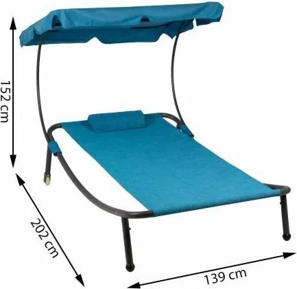 GARTHEN Kerti nyugágy kerekekkel 202 x 139 x 152 cm