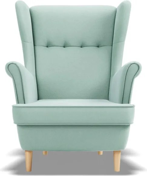 Uszak fotel, bársony, kék