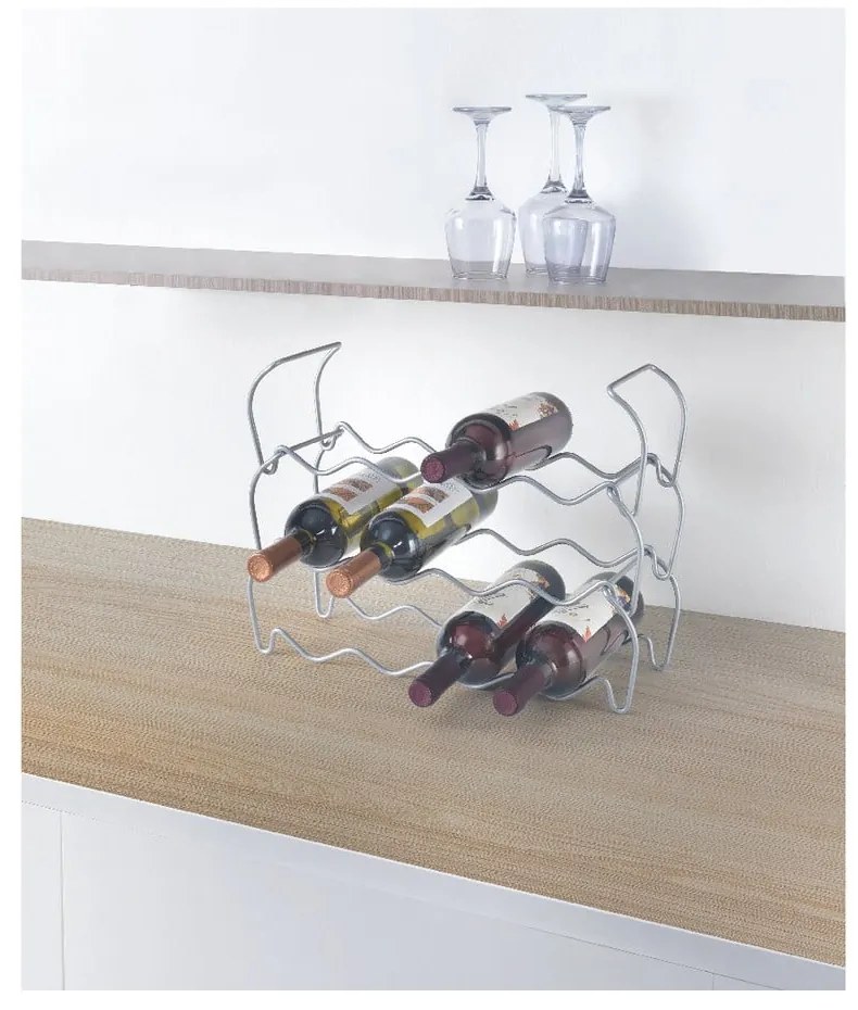 Wine háromszintes borosüveg tartó 12 palackhoz, hossz 45 cm - Metaltex