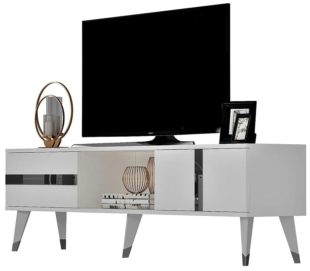 TV asztal/szekrény Vekika 2 (fehér + ezüst) . 1095253