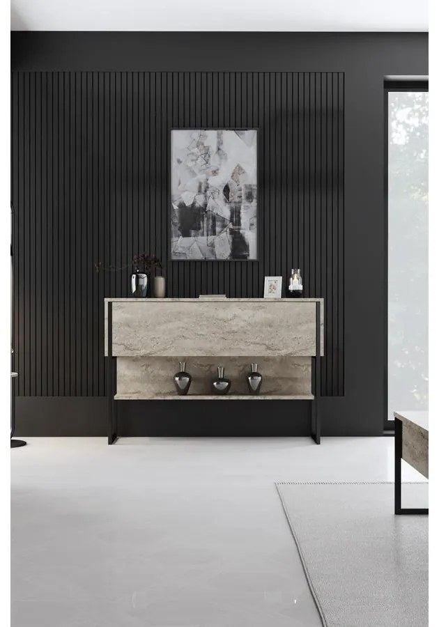 Komód Luxe - Travertine, Black