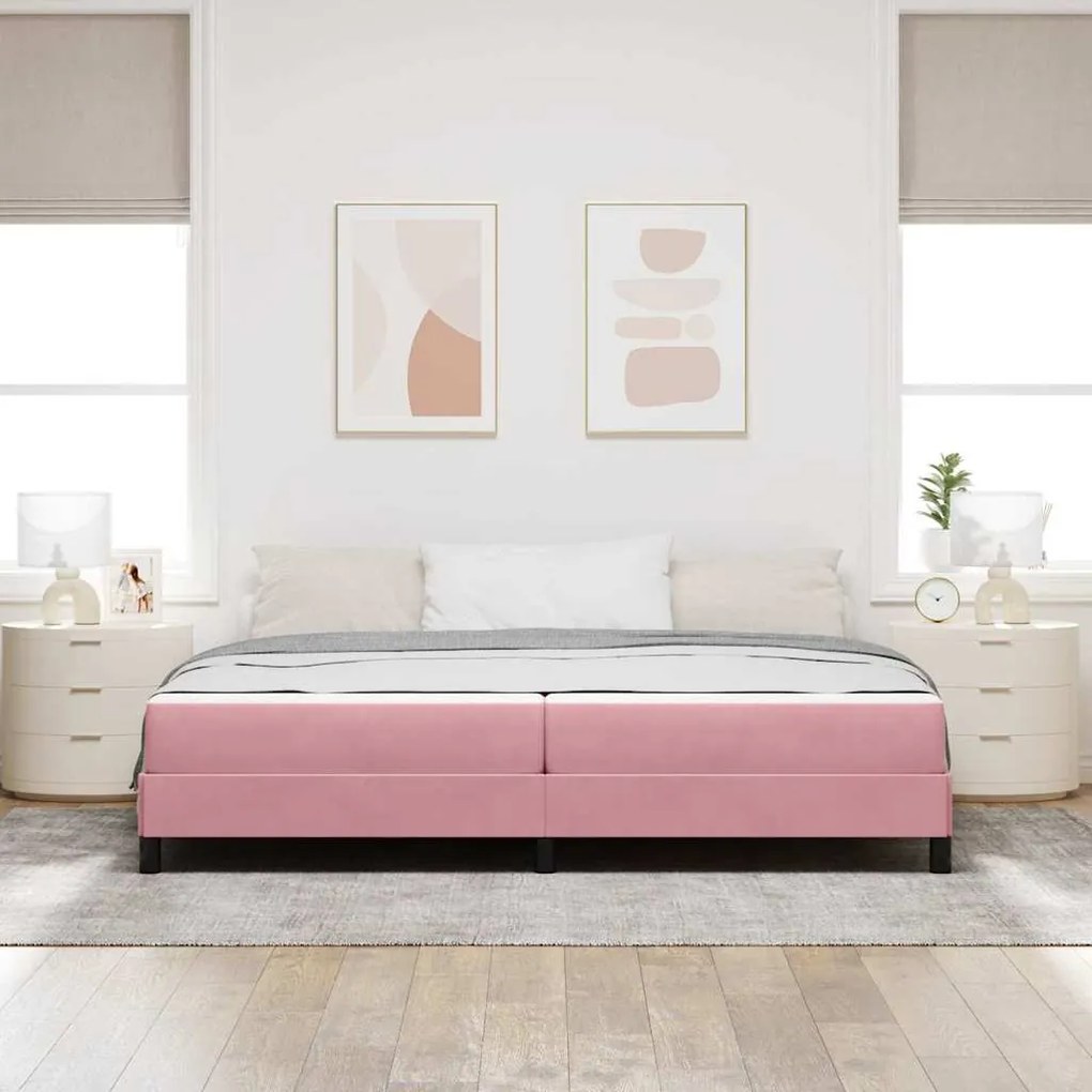 Boxspring ágy matraccal Rózsaszín 200 x 200 cm Bársony