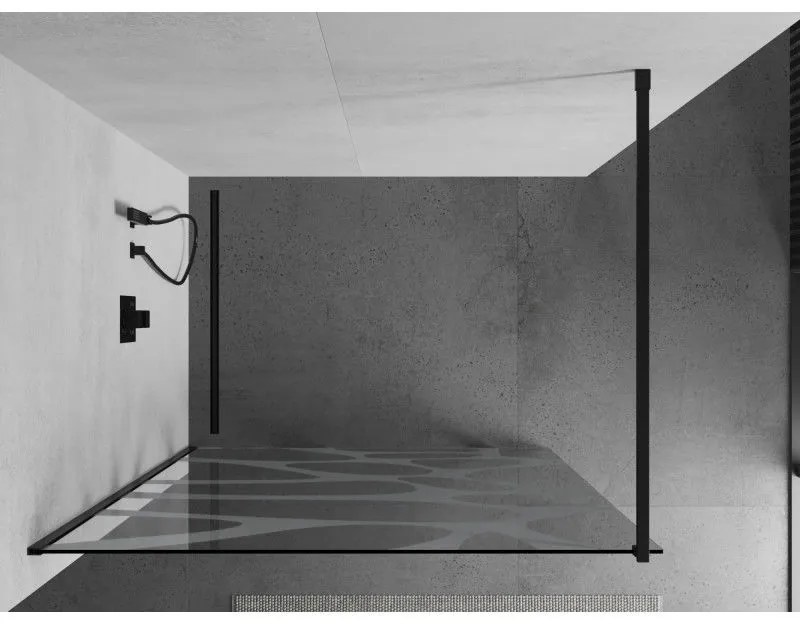 Mexen Kioto zuhanyparaván 100x200 cm 8 mm, fekete, fehér kivitel, 800-100-101-70-97