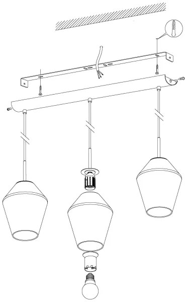 Eglo 96774 - MURMILLO kábeles függőlámpa 3xE27/28W/230V