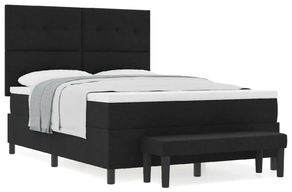 Box Spring Ágy matraccal és padal Fekete 160x200 cm Szövet