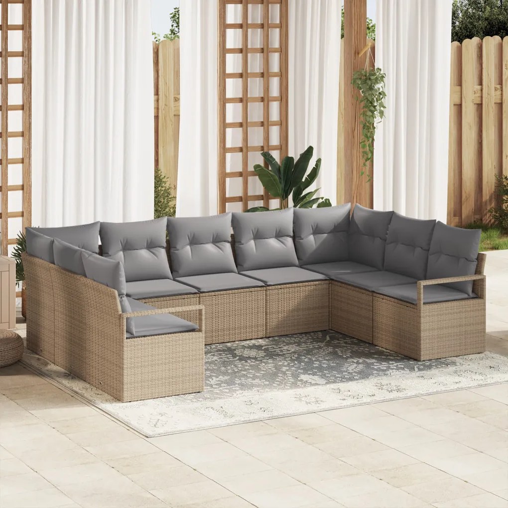 Kerti Kanapé Szett párnával 9 pcs Beige és Világosszürke