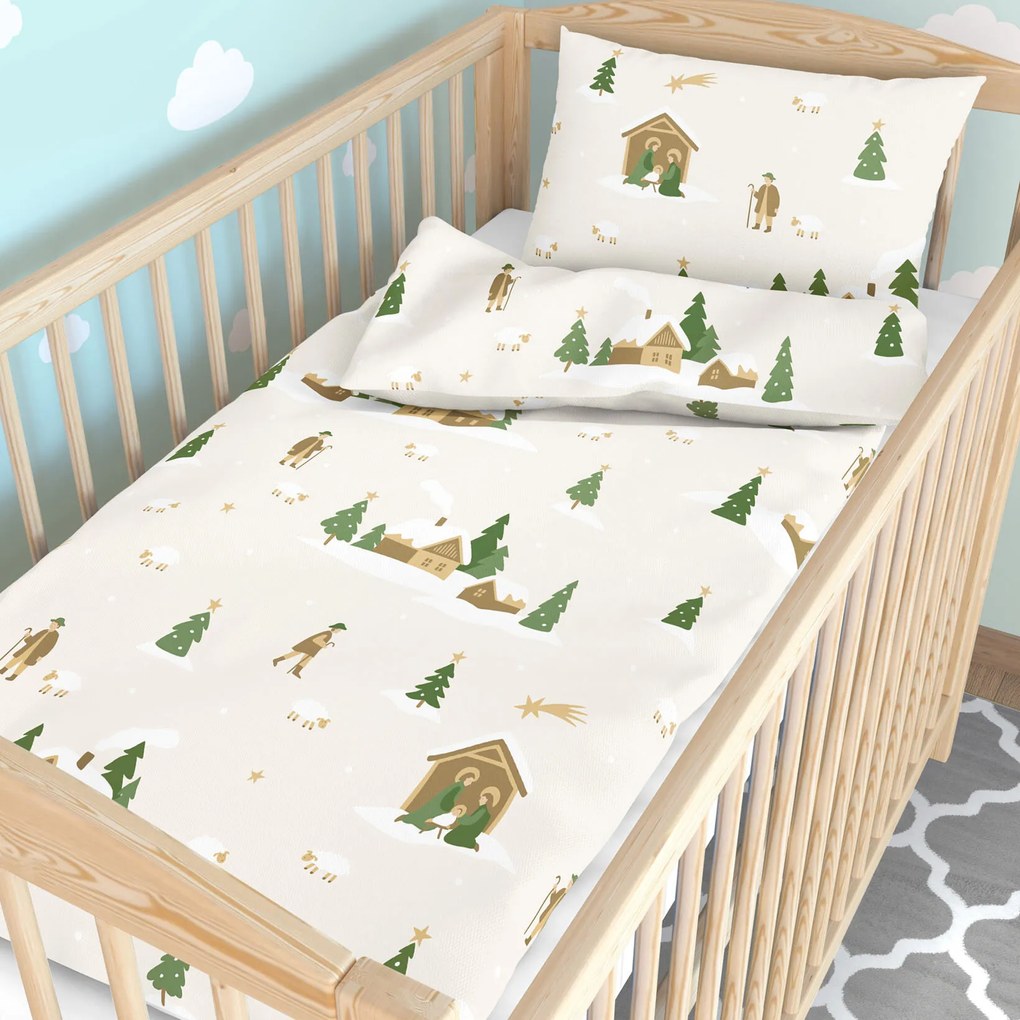 Goldea karácsonyi gyermek pamut ágyneműhuzat kiságyba - karácsonyi dalok 90 x 120 és 40 x 60 cm