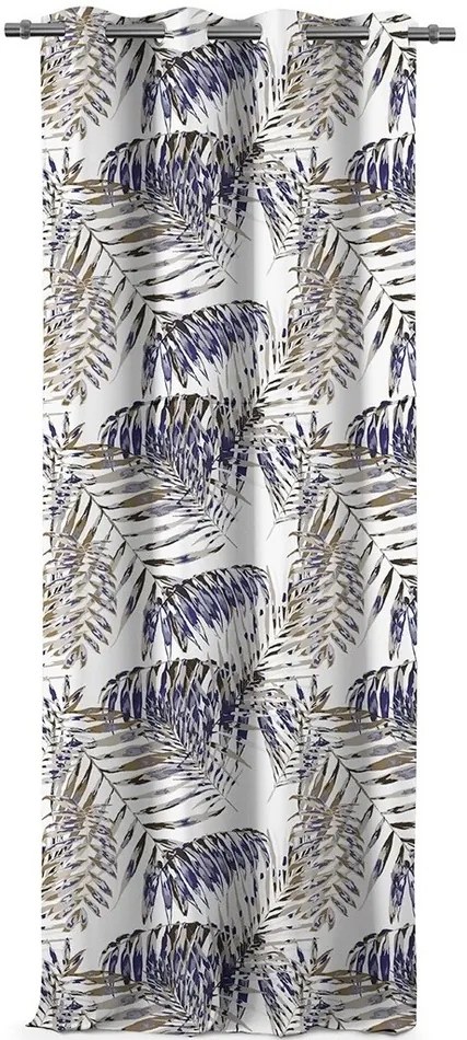 AmeliaHome Blackout Palm Leaves függöny, kék, 140 x 245 cm