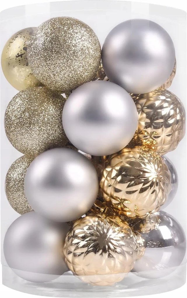 Karácsonyfa gömbök karácsonyi díszek ezüst arany szett