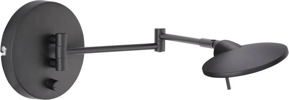 Matt fekete LED dimmelhető fali lámpa hajlítható szerkezettel Kazan – Trio