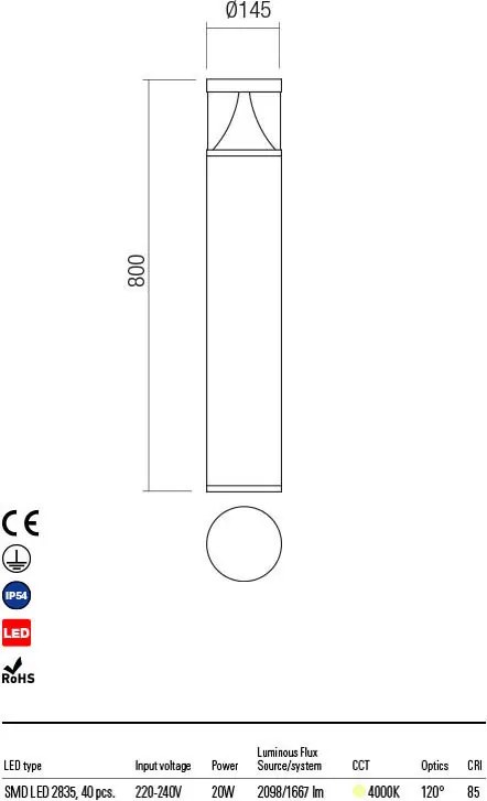 REDO 90164 PALACE Modern Kültéri Állólámpa LED IP54