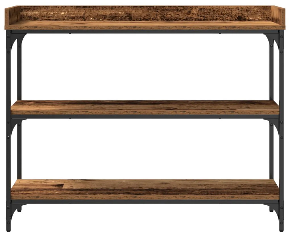 Konzol Asztal Régi Fa 100x30x80 cm Üvegszálas Fa és Acél