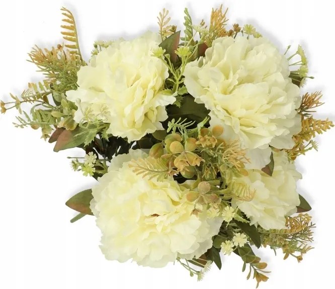Nagy csokor mesterséges peónia gyönyörű krémsárga színben