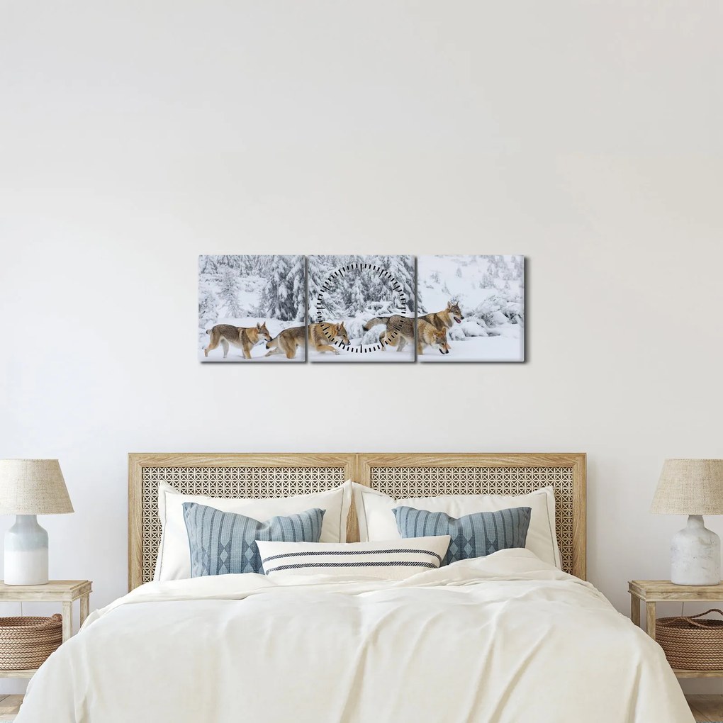 Kép - Farkasok a hegyekben (órával) (90x30 cm)