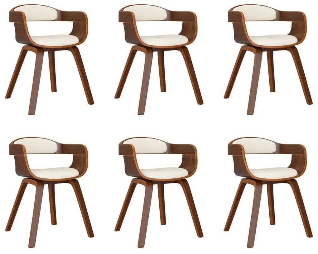 vidaXL 6 db krémszínű műbőr és hajlított fa étkezőszék