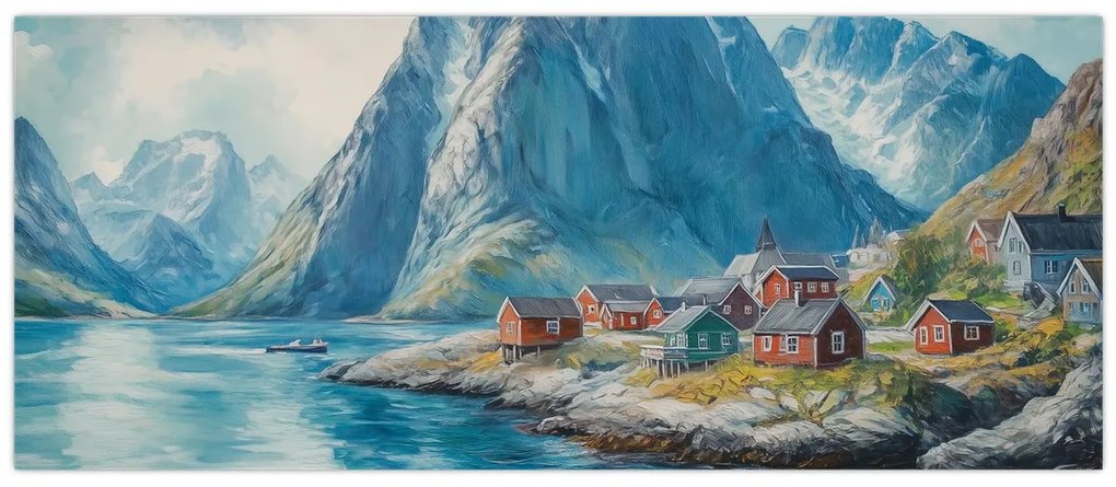Kép - Norvég falu (120x50 cm)