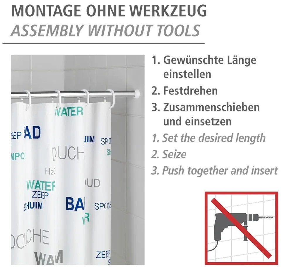 Ezüstszínű zuhanyfüggöny rúd 110 - 185 cm – Wenko