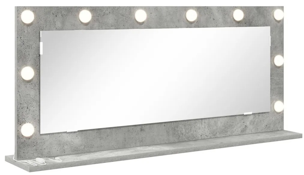 LED világítással ellátott tükör Betonszürke 100x45x18 cm