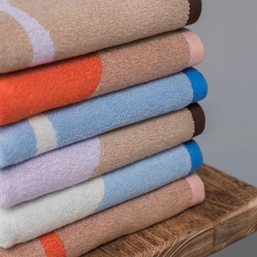 Fehér-kék bio pamut törölköző szett 2 db-os 50x90 cm Nova Arte – Mette Ditmer Denmark