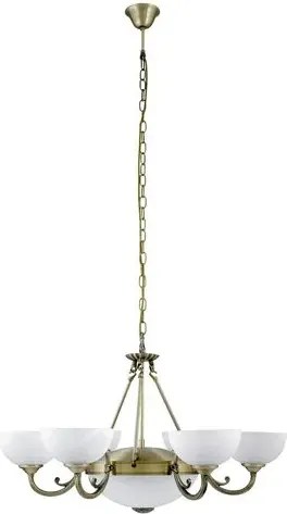 Rabalux csillár e27 2x60w, e14 6x40w bronz/fehér alabástrom üveg marlene
