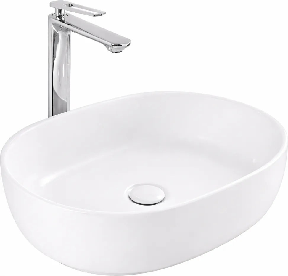 LIGNANO || Pultra helyezhető mosdókagyló, kerámia, fehér, ovális