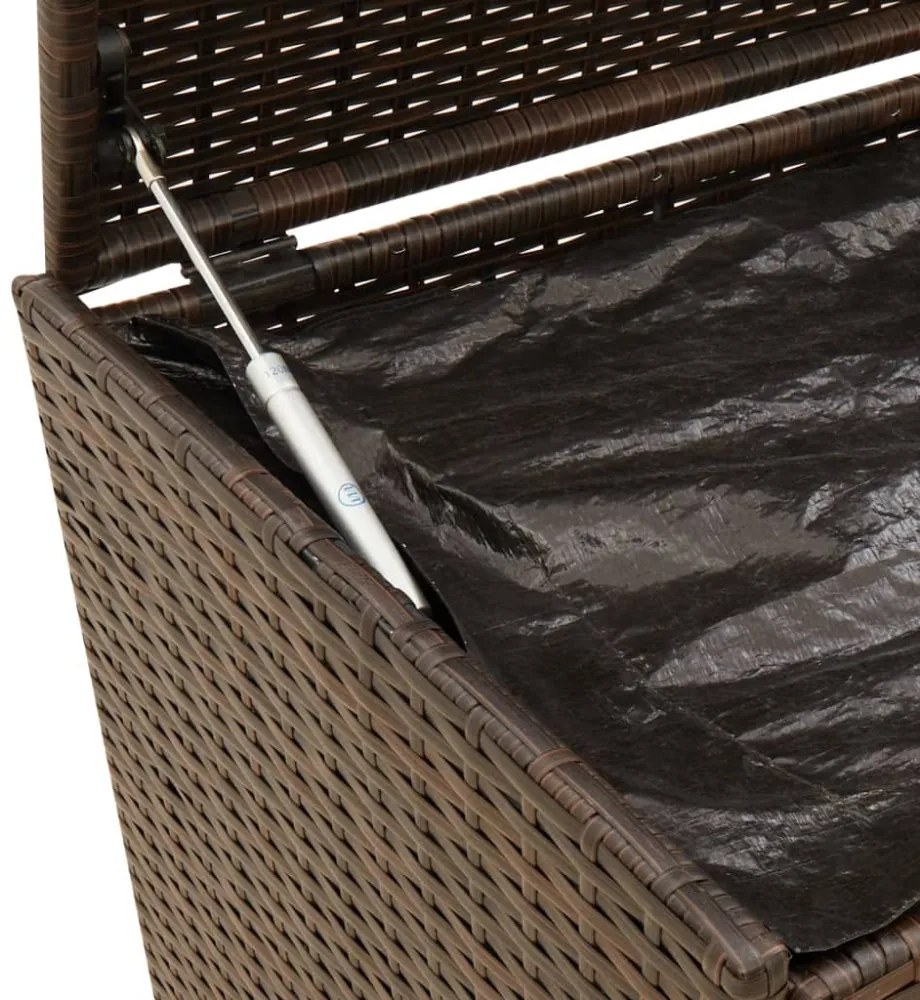 barna polyrattan kerti tárolóláda kerekekkel 190 L