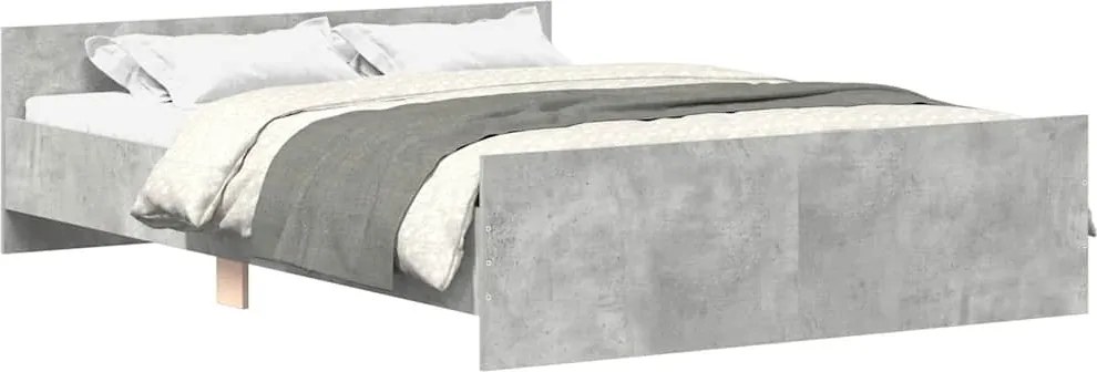vidaXL betonszürke ágykeret fej- és lábtámlával 150 x 200 cm