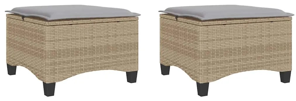 2 db bézs polirattan kerti székek párnákkal 55x55x36 cm