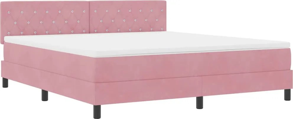 vidaXL LED Box Spring Ágy matracmal Rózsaszín 180 x 200 cm Bársony